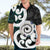 Aotearoa Koru Hawaiian Shirt Cyan Maori Paua Shell Mix Silver Fern