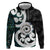 Aotearoa Koru Hoodie Cyan Maori Paua Shell Mix Silver Fern