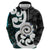 Aotearoa Koru Hoodie Cyan Maori Paua Shell Mix Silver Fern