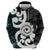 Aotearoa Koru Hoodie Cyan Maori Paua Shell Mix Silver Fern