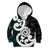 Aotearoa Koru Kid Hoodie Cyan Maori Paua Shell Mix Silver Fern