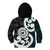 Aotearoa Koru Kid Hoodie Cyan Maori Paua Shell Mix Silver Fern