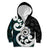 Aotearoa Koru Kid Hoodie Cyan Maori Paua Shell Mix Silver Fern