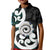 Aotearoa Koru Kid Polo Shirt Cyan Maori Paua Shell Mix Silver Fern