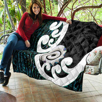 Aotearoa Koru Quilt Cyan Maori Paua Shell Mix Silver Fern LT14 - Polynesian Pride