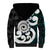 Aotearoa Koru Sherpa Hoodie Cyan Maori Paua Shell Mix Silver Fern