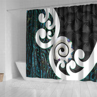 Aotearoa Koru Shower Curtain Cyan Maori Paua Shell Mix Silver Fern LT14 - Polynesian Pride