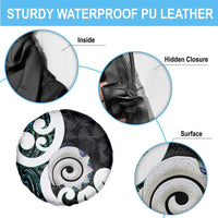 Aotearoa Koru Spare Tire Cover Cyan Maori Paua Shell Mix Silver Fern