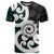 Aotearoa Koru T Shirt Cyan Maori Paua Shell Mix Silver Fern