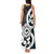 Aotearoa Koru Tank Maxi Dress Cyan Maori Paua Shell Mix Silver Fern