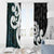 Aotearoa Koru Window Curtain Cyan Maori Paua Shell Mix Silver Fern