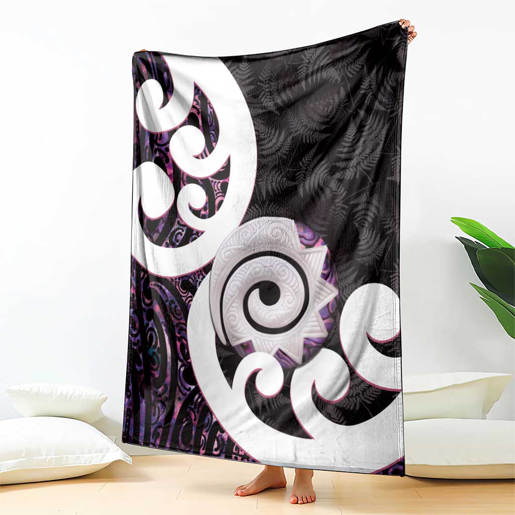 Aotearoa Koru Blanket Purple Maori Paua Shell Mix Silver Fern