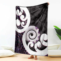 Aotearoa Koru Blanket Purple Maori Paua Shell Mix Silver Fern