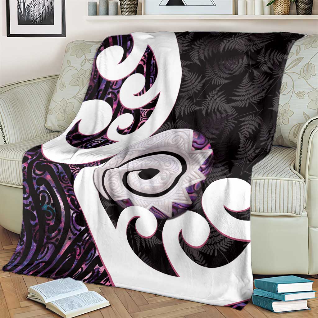 Aotearoa Koru Blanket Purple Maori Paua Shell Mix Silver Fern