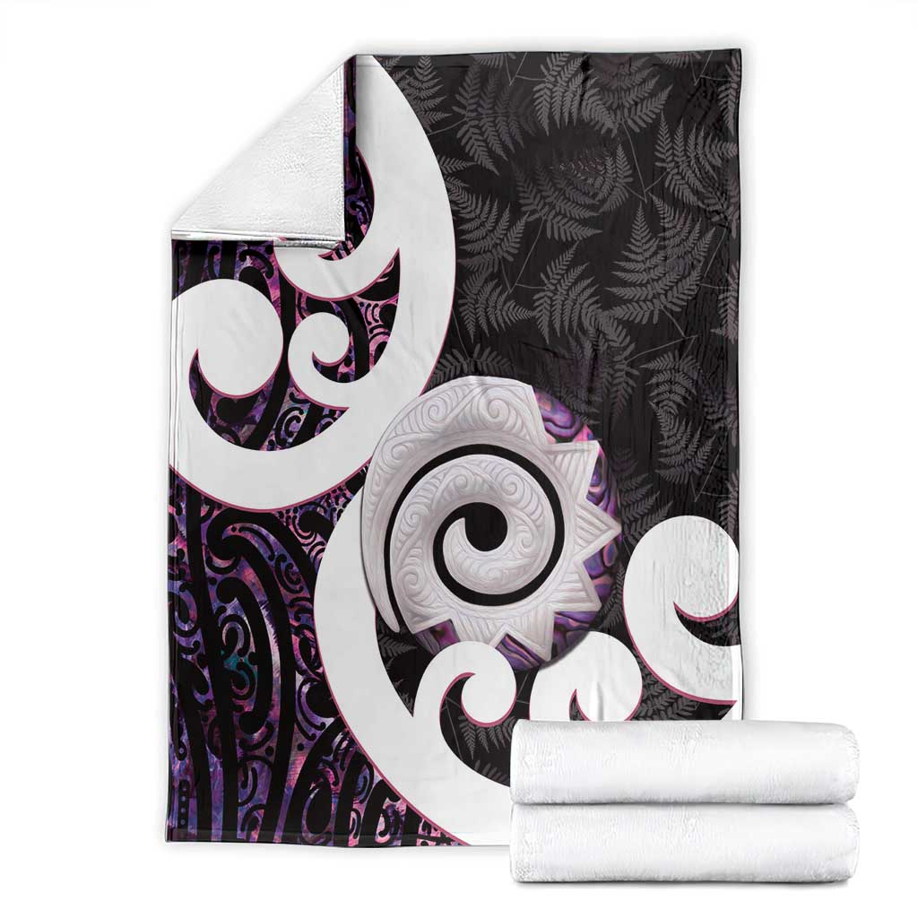 Aotearoa Koru Blanket Purple Maori Paua Shell Mix Silver Fern