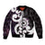 Aotearoa Koru Bomber Jacket Purple Maori Paua Shell Mix Silver Fern