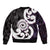 Aotearoa Koru Bomber Jacket Purple Maori Paua Shell Mix Silver Fern