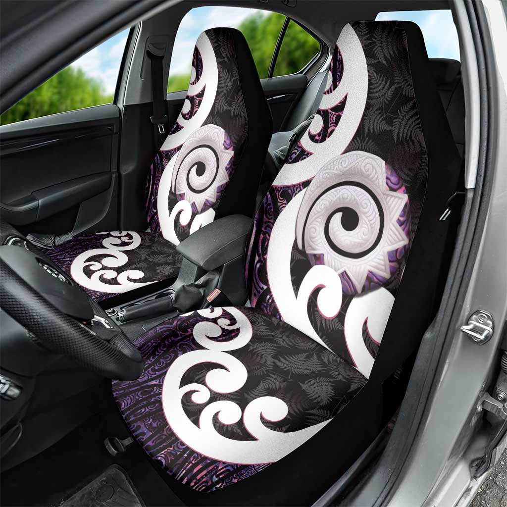 Aotearoa Koru Car Seat Cover Purple Maori Paua Shell Mix Silver Fern