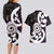 Aotearoa Koru Couples Matching Long Sleeve Bodycon Dress and Hawaiian Shirt Purple Maori Paua Shell Mix Silver Fern