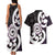 Aotearoa Koru Couples Matching Tank Maxi Dress and Hawaiian Shirt Purple Maori Paua Shell Mix Silver Fern