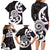 Aotearoa Koru Family Matching Long Sleeve Bodycon Dress and Hawaiian Shirt Purple Maori Paua Shell Mix Silver Fern