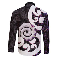 Aotearoa Koru Family Matching Long Sleeve Bodycon Dress and Hawaiian Shirt Purple Maori Paua Shell Mix Silver Fern LT14 - Polynesian Pride