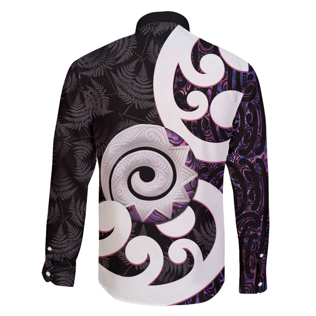 Aotearoa Koru Family Matching Mermaid Dress and Hawaiian Shirt Purple Maori Paua Shell Mix Silver Fern LT14 - Polynesian Pride