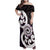 Aotearoa Koru Family Matching Off Shoulder Maxi Dress and Hawaiian Shirt Purple Maori Paua Shell Mix Silver Fern