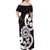 Aotearoa Koru Family Matching Off Shoulder Maxi Dress and Hawaiian Shirt Purple Maori Paua Shell Mix Silver Fern