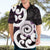 Aotearoa Koru Hawaiian Shirt Purple Maori Paua Shell Mix Silver Fern