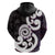 Aotearoa Koru Hoodie Purple Maori Paua Shell Mix Silver Fern