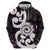 Aotearoa Koru Hoodie Purple Maori Paua Shell Mix Silver Fern