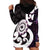 Aotearoa Koru Hoodie Dress Purple Maori Paua Shell Mix Silver Fern