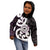 Aotearoa Koru Kid Hoodie Purple Maori Paua Shell Mix Silver Fern