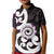 Aotearoa Koru Kid Polo Shirt Purple Maori Paua Shell Mix Silver Fern