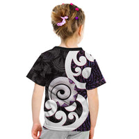 Aotearoa Koru Kid T Shirt Purple Maori Paua Shell Mix Silver Fern LT14 - Polynesian Pride