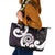 Aotearoa Koru Leather Tote Bag Purple Maori Paua Shell Mix Silver Fern