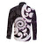 Aotearoa Koru Long Sleeve Button Shirt Purple Maori Paua Shell Mix Silver Fern