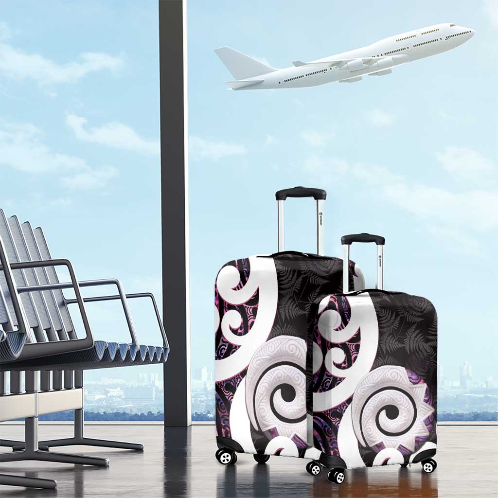 Aotearoa Koru Luggage Cover Purple Maori Paua Shell Mix Silver Fern