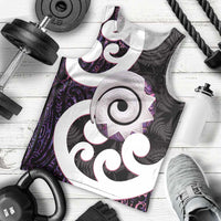 Aotearoa Koru Men Tank Top Purple Maori Paua Shell Mix Silver Fern