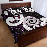 Aotearoa Koru Quilt Bed Set Purple Maori Paua Shell Mix Silver Fern