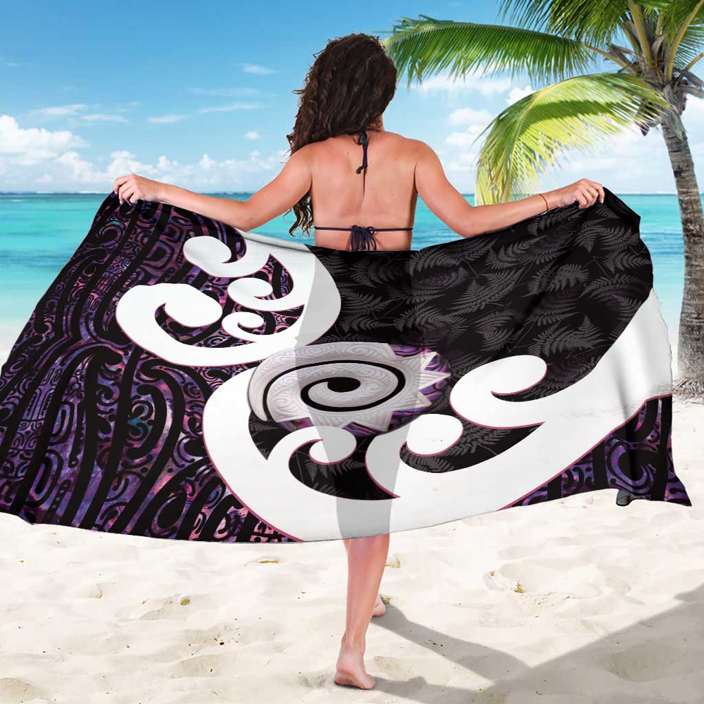Aotearoa Koru Sarong Purple Maori Paua Shell Mix Silver Fern