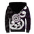 Aotearoa Koru Sherpa Hoodie Purple Maori Paua Shell Mix Silver Fern