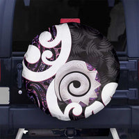 Aotearoa Koru Spare Tire Cover Purple Maori Paua Shell Mix Silver Fern