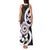 Aotearoa Koru Tank Maxi Dress Purple Maori Paua Shell Mix Silver Fern