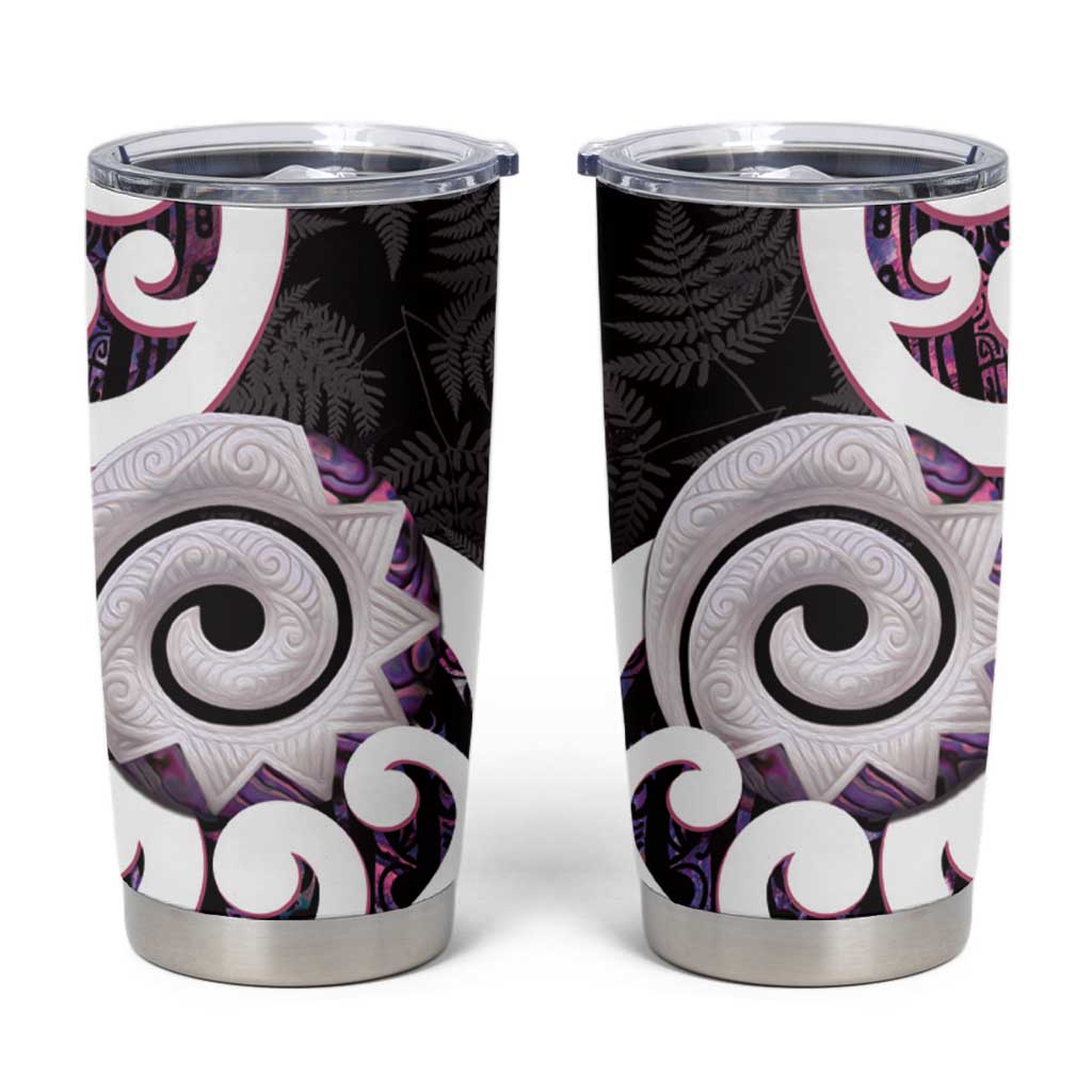 Aotearoa Koru Tumbler Cup Purple Maori Paua Shell Mix Silver Fern