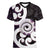 Aotearoa Koru Women V-Neck T-Shirt Purple Maori Paua Shell Mix Silver Fern