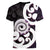 Aotearoa Koru Women V-Neck T-Shirt Purple Maori Paua Shell Mix Silver Fern