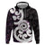 Aotearoa Koru Zip Hoodie Purple Maori Paua Shell Mix Silver Fern