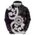 Aotearoa Koru Zip Hoodie Purple Maori Paua Shell Mix Silver Fern